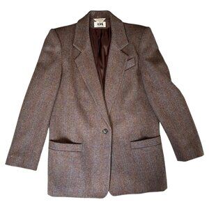 Tweed Blazer 80-90s dark academia Womens 12 wool student college vintage mood